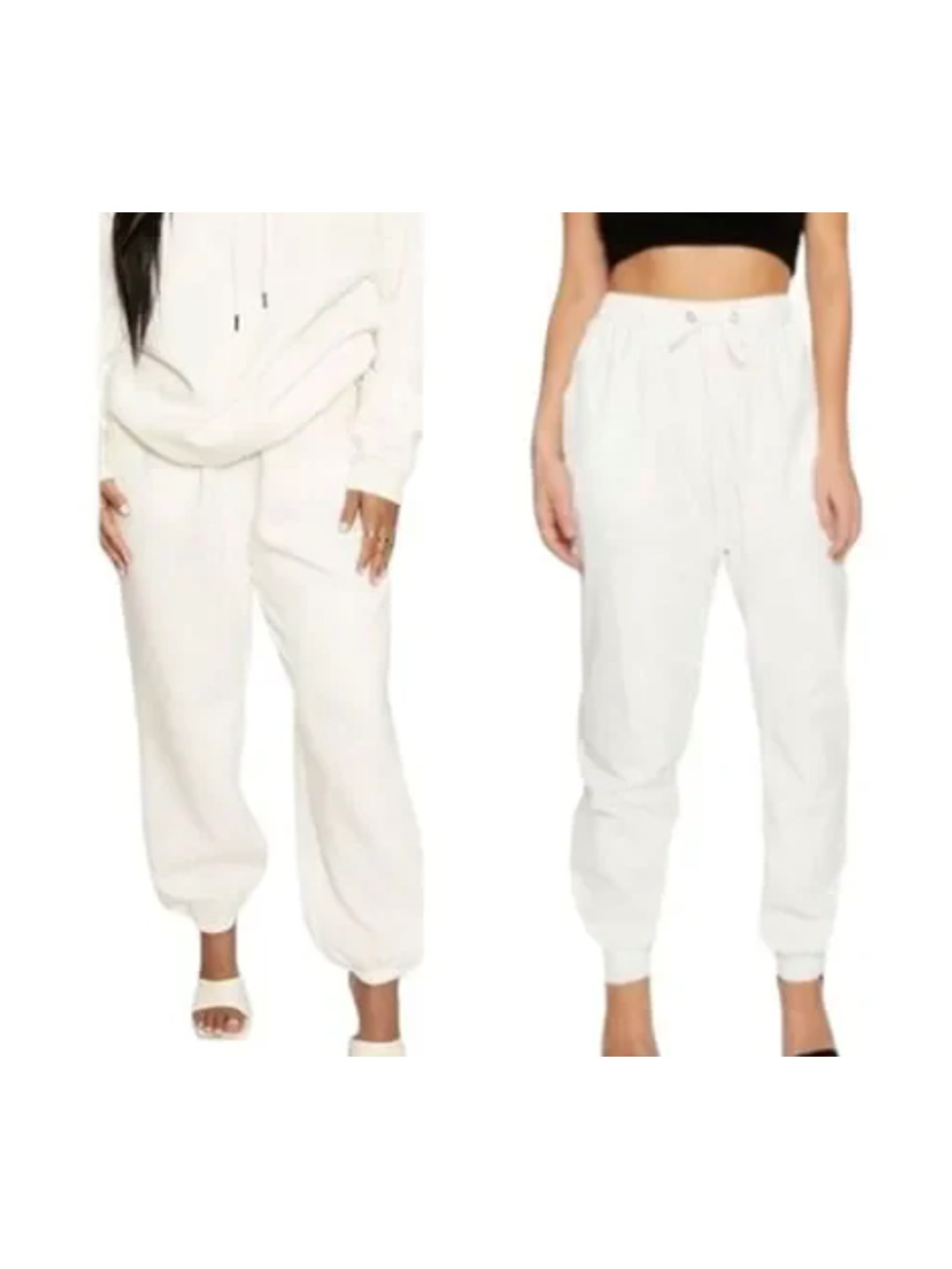 NWOT Naked Wardrobe Women's Cozy Pull-On Jogger Sweatpants White Size XL